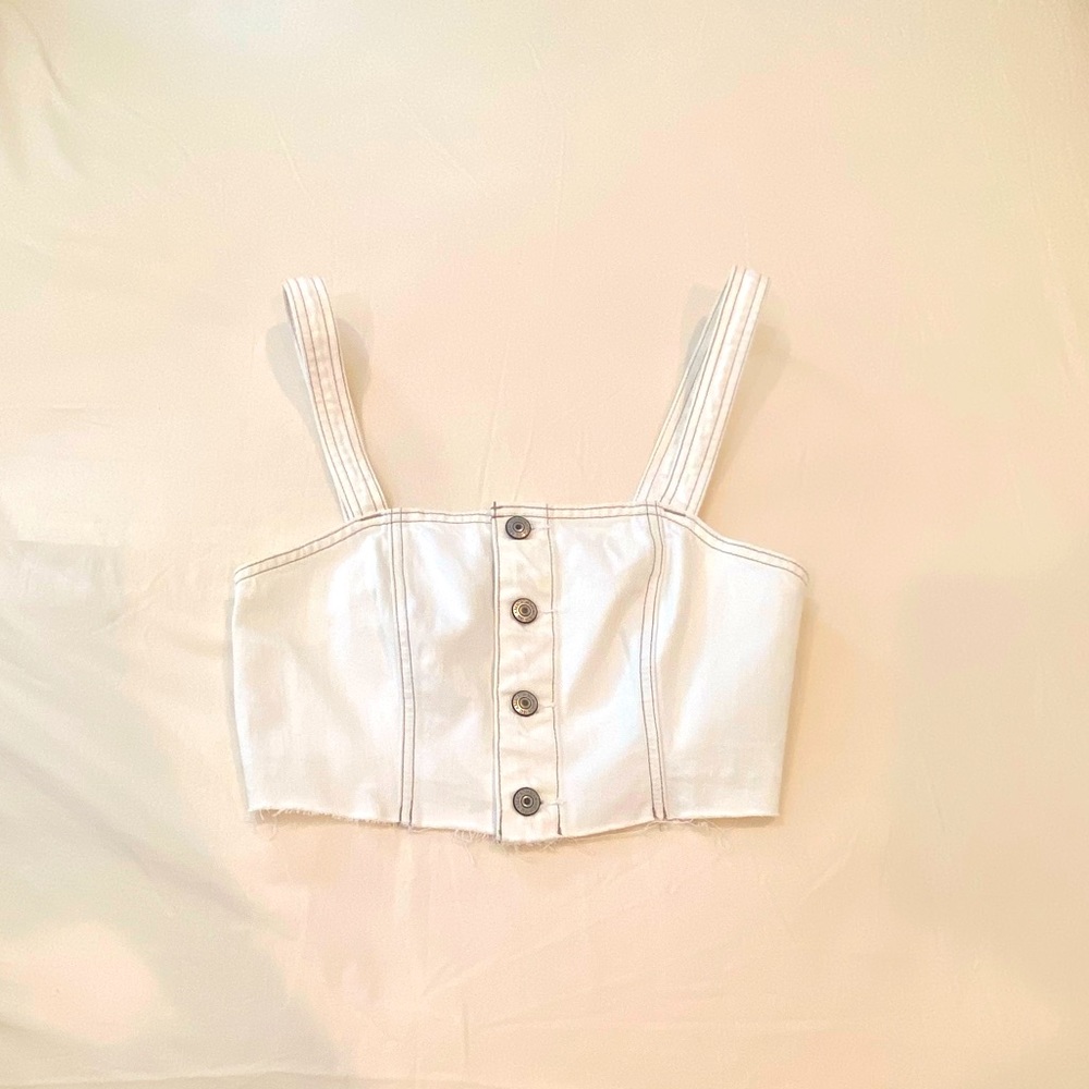 NWOT Abercrombie White Denim Cropped Top